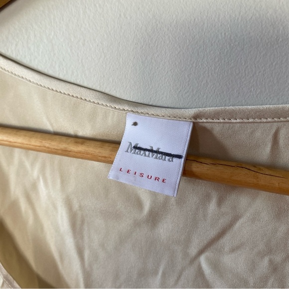 MaxMara Leisure Silk Satin Champagne Tank Top Cropped Size 8 NWOT - Picture 3 of 5